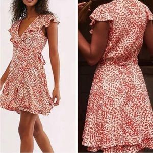 FREE PEOPLE | orange print wrap dress